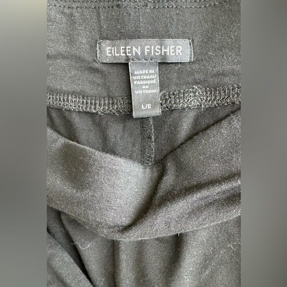 Eileen Fisher Fine Jersey Wide Leg Cropped Slit Pants Black Women's Size L - Picture 8 of 13